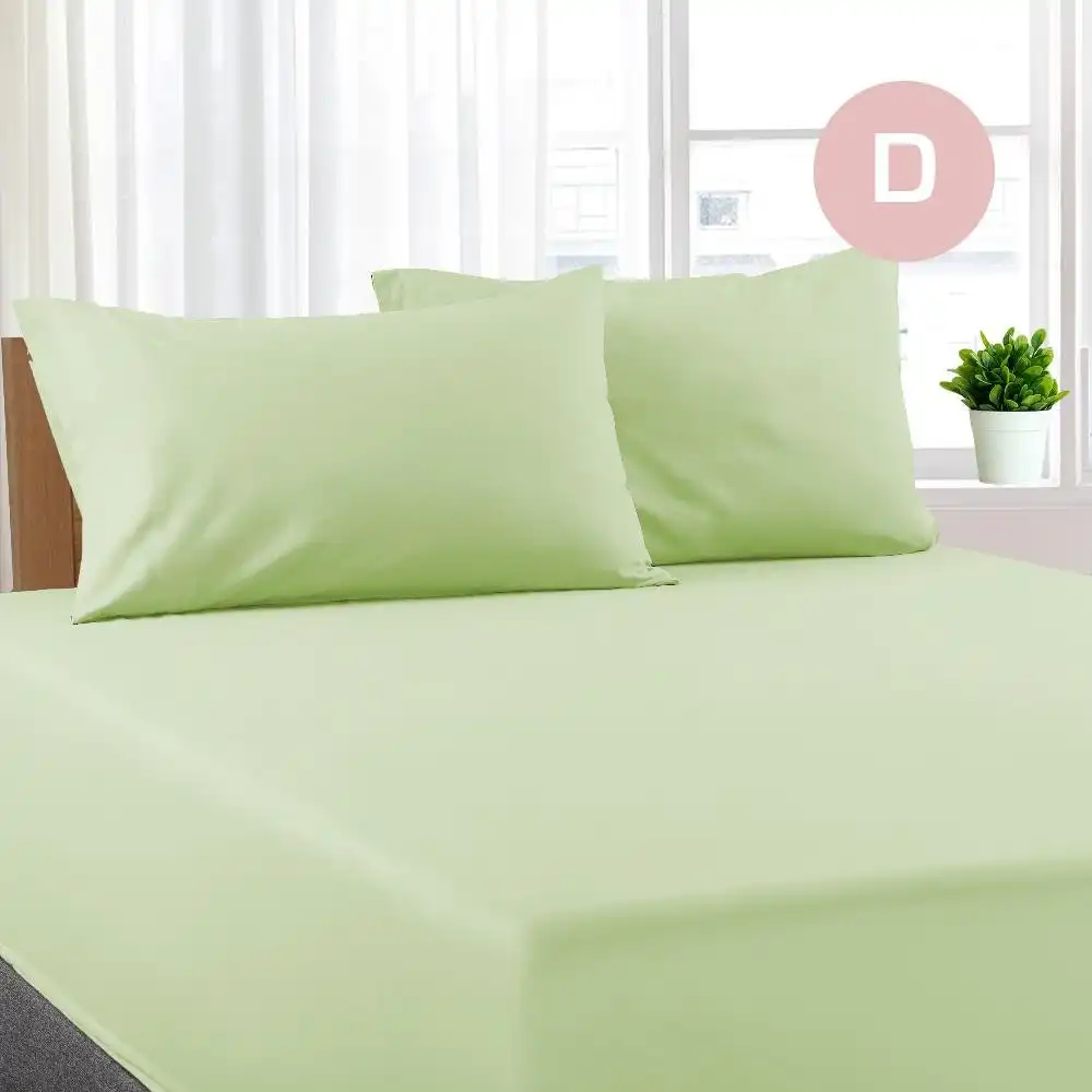 Double Size Pistachio Color Poly Cotton Fitted Sheet + Pillowcase
