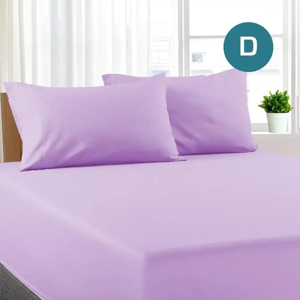 Double Size Lilac Color Poly Cotton Fitted Sheet + Pillowcase